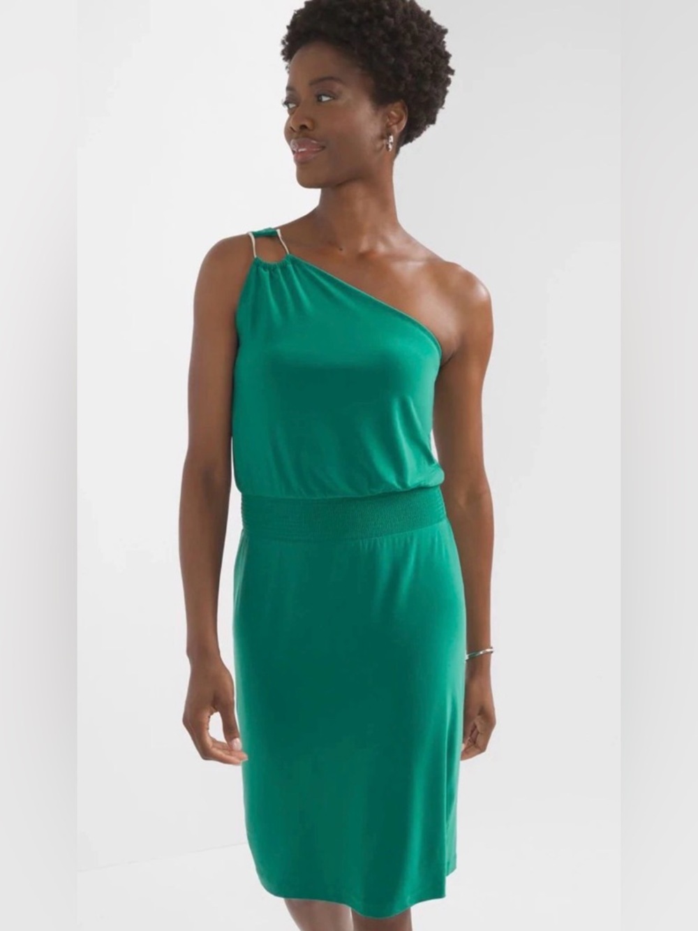 White House Black Market Teal One-Shoulder Dress size 4